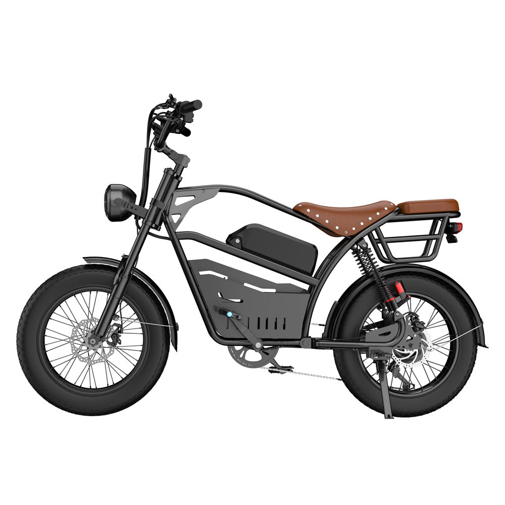 Laifook Bicicleta Elétrica Retrô com Banco Traseiro e Pneus Largos U9