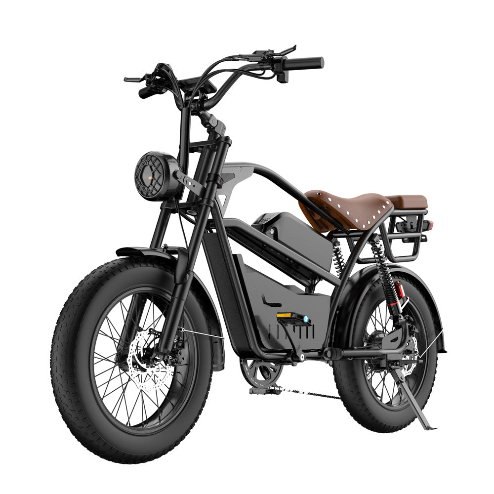 Laifook Bicicleta Elétrica Retrô com Banco Traseiro e Pneus Largos U9