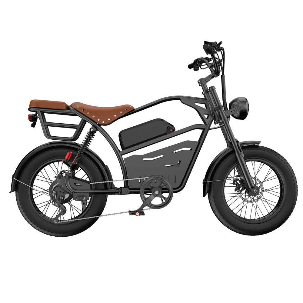 Laifook Bicicleta Elétrica Retrô com Banco Traseiro e Pneus Largos U9